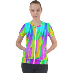 Fluid Background - Fluid Artist - Liquid - Fluid - Trendy Short Sleeve Zip Up Jacket by GardenOfOphir