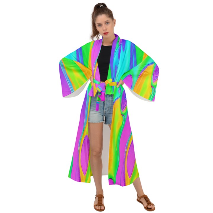 Fluid Background - Fluid Artist - Liquid - Fluid - Trendy Maxi Kimono