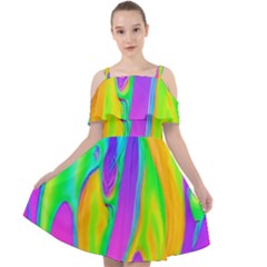 Fluid Background - Fluid Artist - Liquid - Fluid - Trendy Cut Out Shoulders Chiffon Dress by GardenOfOphir