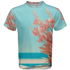 Beach Ocean Flowers Floral Flora Plants Vacation Men s Cotton Tee by Pakemis