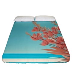 Beach Ocean Flowers Floral Flora Plants Vacation Fitted Sheet (king Size) by Pakemis