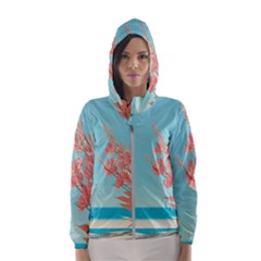 Beach Ocean Flowers Floral Flora Plants Vacation Women s Hooded Windbreaker