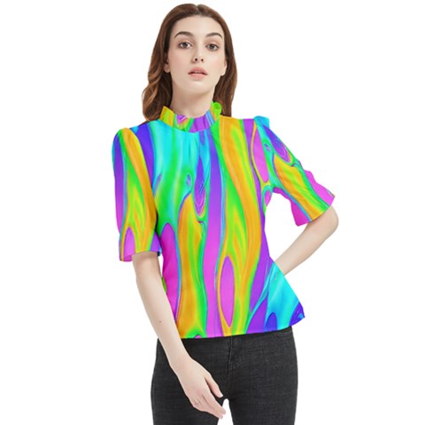 Fluid Background - Fluid Artist - Liquid - Fluid - Trendy Frill Neck Blouse by GardenOfOphir