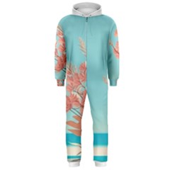 Beach Ocean Flowers Floral Flora Plants Vacation Hooded Jumpsuit (men)