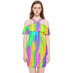 Fluid Background - Fluid Artist - Liquid - Fluid - Trendy Shoulder Frill Bodycon Summer Dress by GardenOfOphir