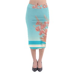 Beach Ocean Flowers Floral Flora Plants Vacation Midi Pencil Skirt by Pakemis