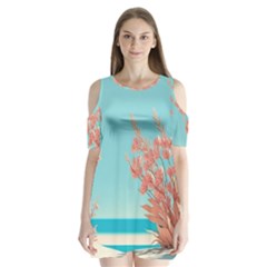 Beach Ocean Flowers Floral Flora Plants Vacation Shoulder Cutout Velvet One Piece