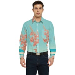 Beach Ocean Flowers Floral Flora Plants Vacation Men s Long Sleeve Pocket Shirt  by Pakemis