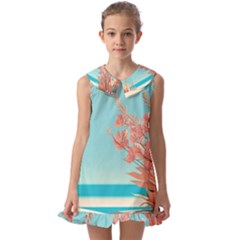 Beach Ocean Flowers Floral Flora Plants Vacation Kids  Pilgrim Collar Ruffle Hem Dress by Pakemis