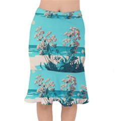 Beach Ocean Flowers Flower Floral Plants Vacation Short Mermaid Skirt by Pakemis