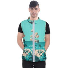 Beach Ocean Flowers Flower Floral Plants Vacation Men s Puffer Vest