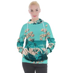 Beach Ocean Flowers Flower Floral Plants Vacation Women s Hooded Pullover