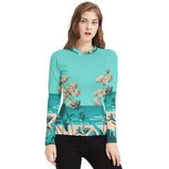 Beach Ocean Flowers Flower Floral Plants Vacation Women s Long Sleeve Rash Guard by Pakemis