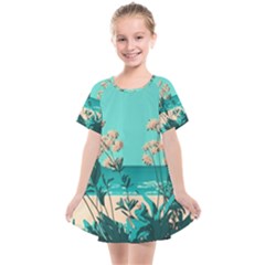 Beach Ocean Flowers Flower Floral Plants Vacation Kids  Smock Dress by Pakemis