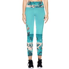 Beach Ocean Flowers Flower Floral Plants Vacation Pocket Leggings  by Pakemis