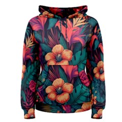 Tropical Flowers Floral Floral Pattern Pattern Women s Pullover Hoodie