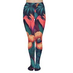 Tropical Flowers Floral Floral Pattern Pattern Tights