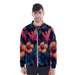 Tropical Flowers Floral Floral Pattern Pattern Men s Windbreaker