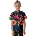 Tropical Flowers Floral Floral Pattern Pattern Kids  Short Sleeve Shirt View1