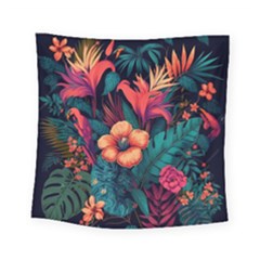 Tropical Flowers Floral Floral Pattern Pattern Square Tapestry (small)