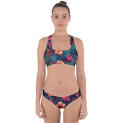 Tropical Flowers Floral Floral Pattern Pattern Cross Back Hipster Bikini Set by Pakemis