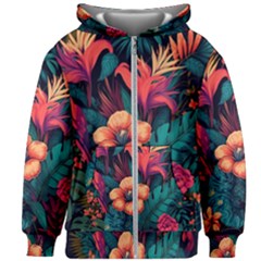 Tropical Flowers Floral Floral Pattern Pattern Kids  Zipper Hoodie Without Drawstring