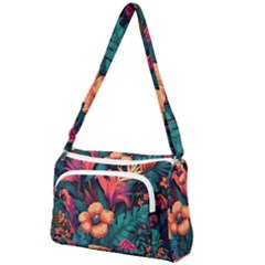 Tropical Flowers Floral Floral Pattern Pattern Front Pocket Crossbody Bag by Pakemis