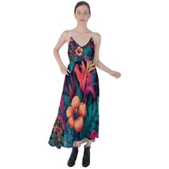 Tropical Flowers Floral Floral Pattern Pattern Tie Back Maxi Dress by Pakemis