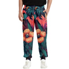 Tropical Flowers Floral Floral Pattern Pattern Men s Elastic Waist Pants by Pakemis