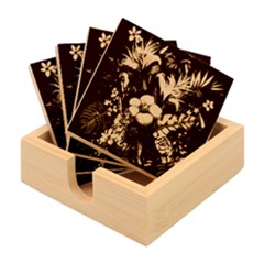 Tropical Flowers Floral Floral Pattern Pattern Bamboo Coaster Set