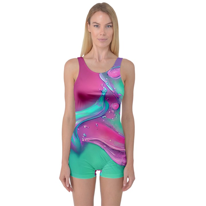 Marble Background - Abstract - Artist - Artistic - Colorful One Piece Boyleg Swimsuit