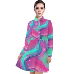 Marble Background - Abstract - Artist - Artistic - Colorful Long Sleeve Chiffon Shirt Dress by GardenOfOphir