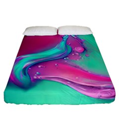 Marble Background - Abstract - Artist - Artistic - Colorful Fitted Sheet (Queen Size)