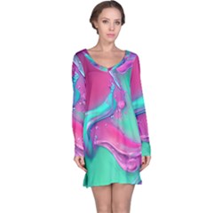 Marble Background - Abstract - Artist - Artistic - Colorful Long Sleeve Nightdress by GardenOfOphir