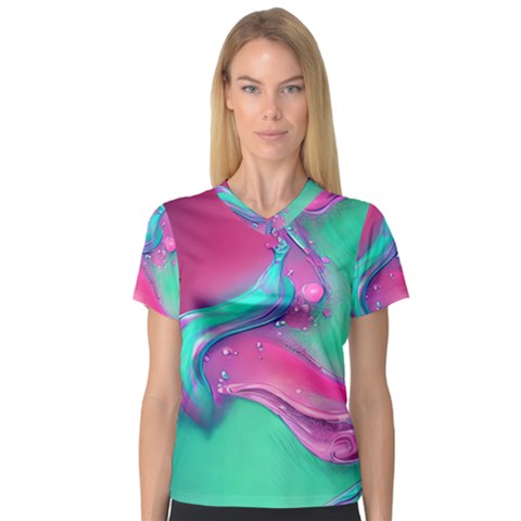 Marble Background - Abstract - Artist - Artistic - Colorful V-neck Sport Mesh Tee by GardenOfOphir