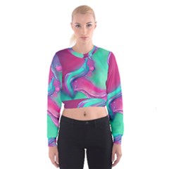 Marble Background - Abstract - Artist - Artistic - Colorful Cropped Sweatshirt by GardenOfOphir