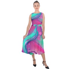 Marble Background - Abstract - Artist - Artistic - Colorful Midi Tie-Back Chiffon Dress