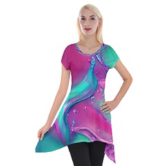 Marble Background - Abstract - Artist - Artistic - Colorful Short Sleeve Side Drop Tunic