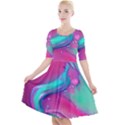 Marble Background - Abstract - Artist - Artistic - Colorful Quarter Sleeve A-Line Dress View1