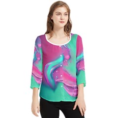 Marble Background - Abstract - Artist - Artistic - Colorful Chiffon Quarter Sleeve Blouse by GardenOfOphir