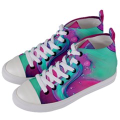 Marble Background - Abstract - Artist - Artistic - Colorful Women s Mid-top Canvas Sneakers by GardenOfOphir