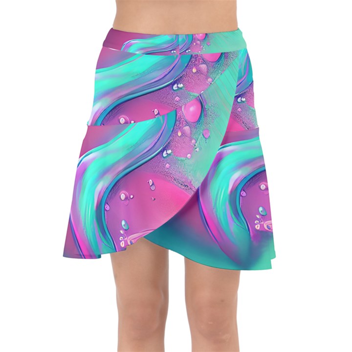 Marble Background - Abstract - Artist - Artistic - Colorful Wrap Front Skirt