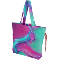 Marble Background - Abstract - Artist - Artistic - Colorful Drawstring Tote Bag by GardenOfOphir