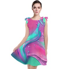 Marble Background - Abstract - Artist - Artistic - Colorful Tie Up Tunic Dress