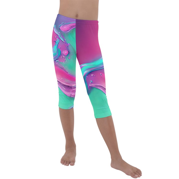 Marble Background - Abstract - Artist - Artistic - Colorful Kids  Lightweight Velour Capri Leggings 