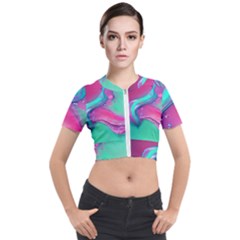 Marble Background - Abstract - Artist - Artistic - Colorful Short Sleeve Cropped Jacket by GardenOfOphir