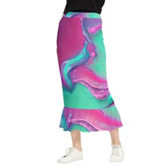 Marble Background - Abstract - Artist - Artistic - Colorful Maxi Fishtail Chiffon Skirt