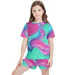 Marble Background - Abstract - Artist - Artistic - Colorful Kids  Tee And Sports Shorts Set by GardenOfOphir