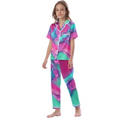 Marble Background - Abstract - Artist - Artistic - Colorful Kids  Satin Short Sleeve Pajamas Set by GardenOfOphir