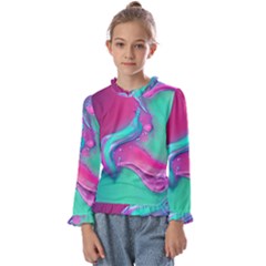 Marble Background - Abstract - Artist - Artistic - Colorful Kids  Frill Detail Tee